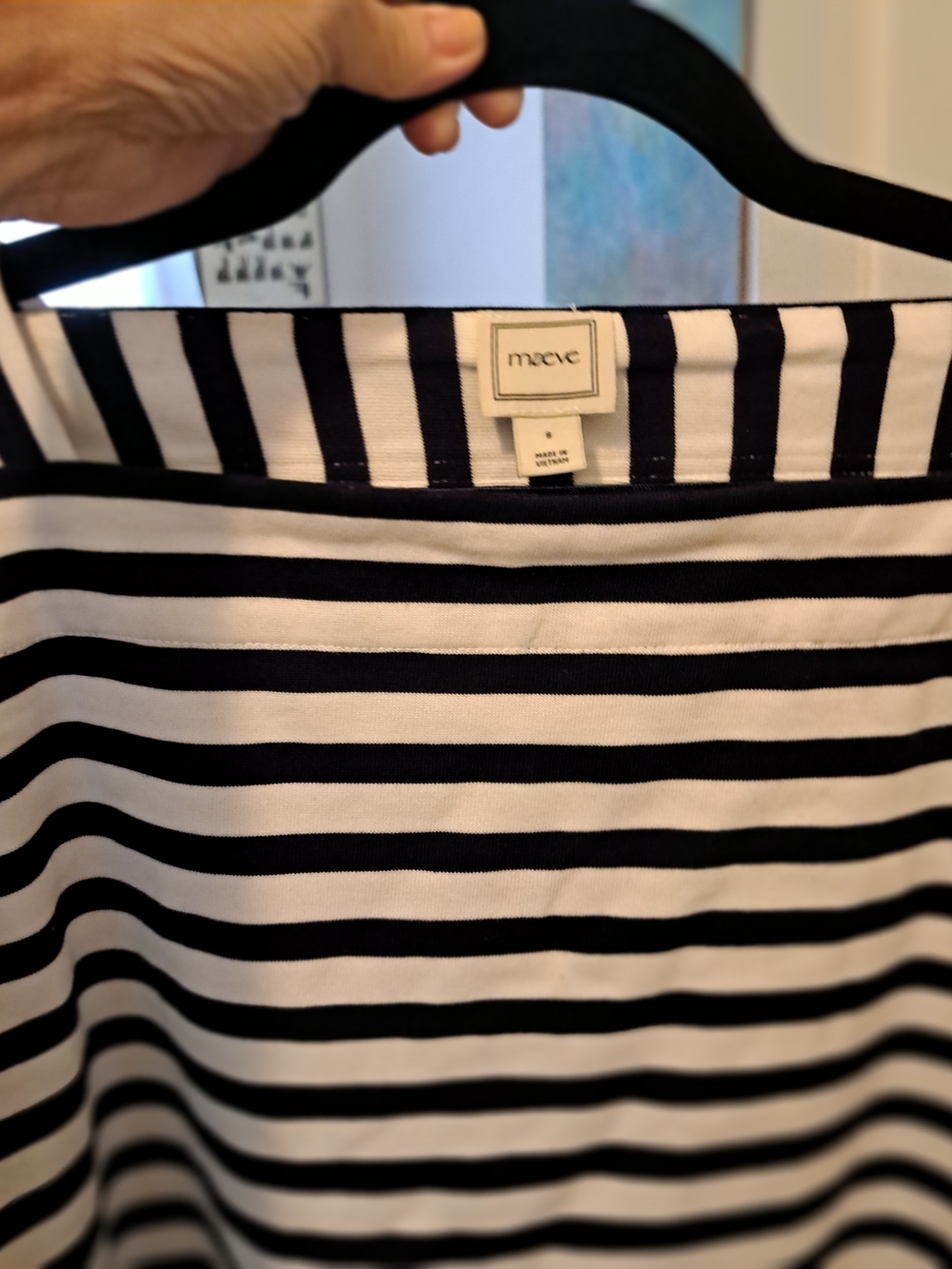 Anthropologie Maeve Womans' Small Oversized Navy and White Striped Top